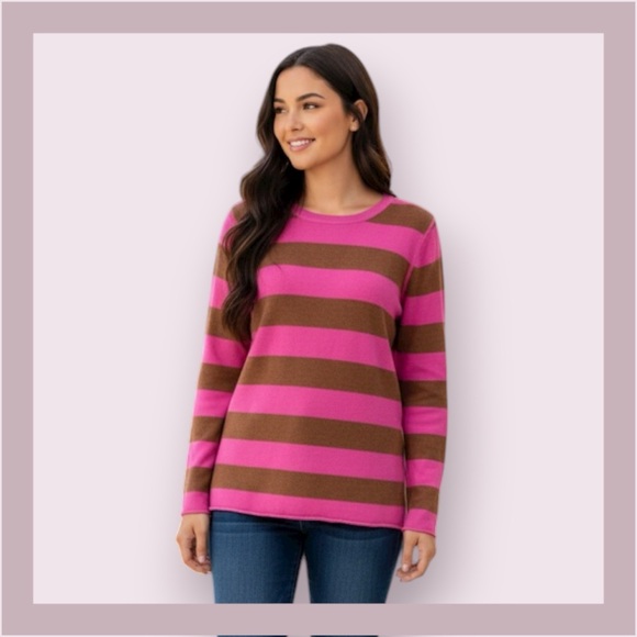 Bela NYC Brown/Fuchsia Wool & Cashmere Pullover Sweater - Picture 1 of 4